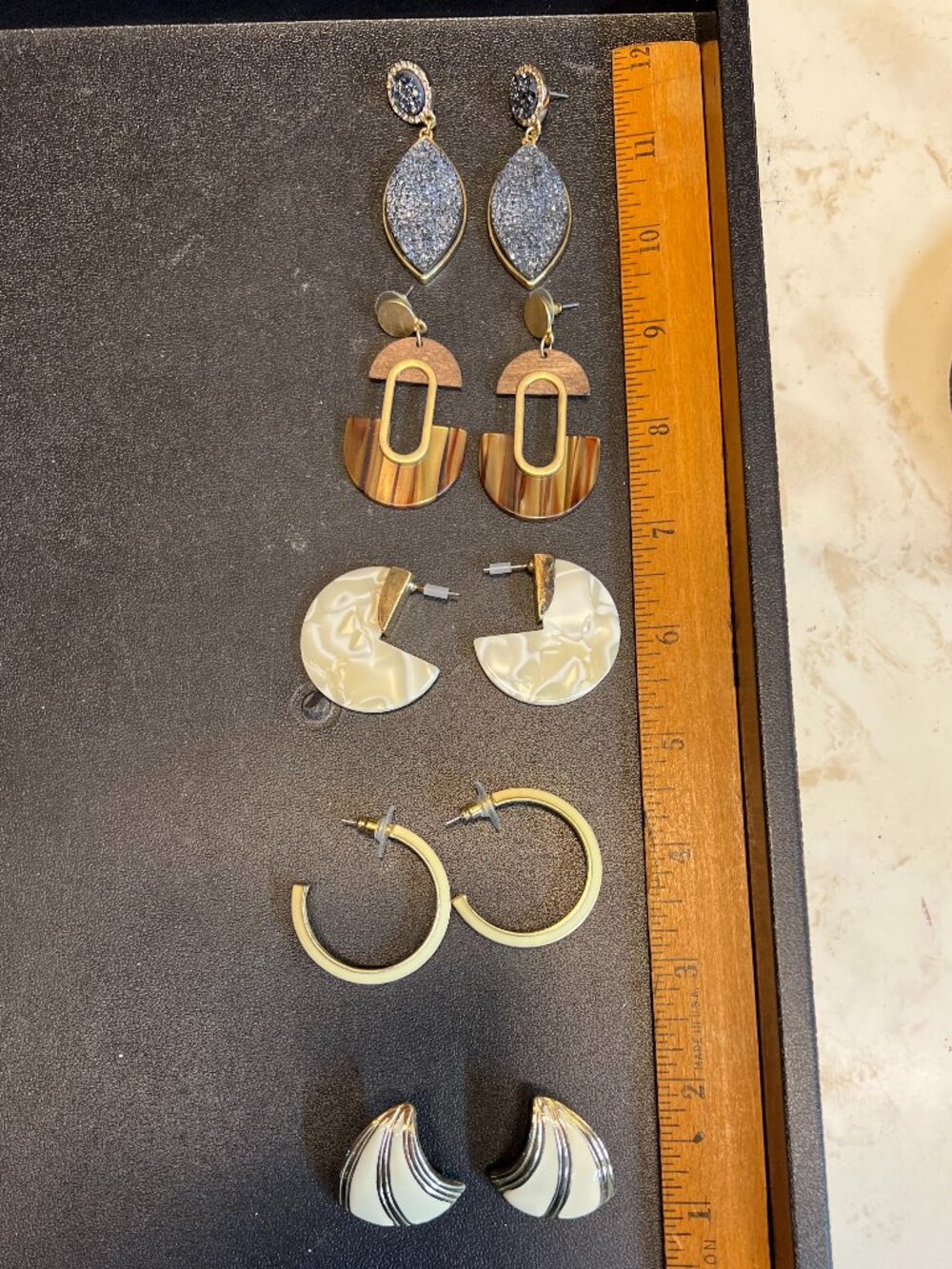 5 Pairs of Goldtone Earrings, Sugarfix, Enamel, Acrylic